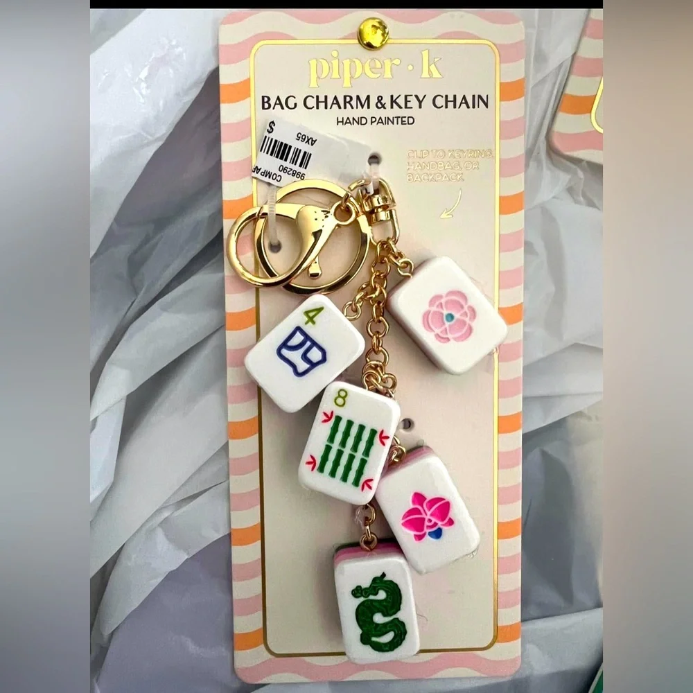 Piper K hand painted mahjong tile key chain